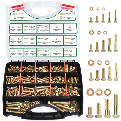 [BRSROED5OEMQEALV] FOLIV 772PCS Grade 8 Bolt Assortment Kit, Heavy Duty Bolts and Nuts Kit, 1/4-20 5/16-18 3/8-16 1/2-13 SAE Sizes Included (Upgraded Package)