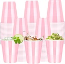 100 pcs 12 oz Pink Plastic Cups, Light Pink Party Cups – Stackable Ribbed Disposable Drinking Cups Bulk for Bachelorette, Wedding, Birthday, Baby Shower, Picnic & BBQ