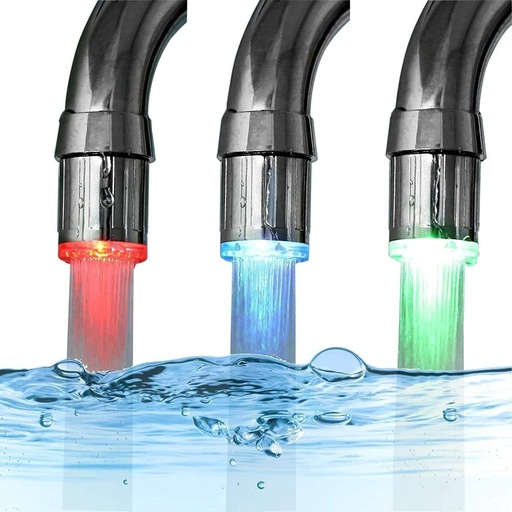 [BRSWGA32BEDREH3U] ZYTC 3-Color Led Faucet Lights Temperature Sensitive Three Color Changing Faucet Tap LED Faucet Light Water Faucet LED Aerator for Kitchen Bathroom Bath Basin Sink (2PC)