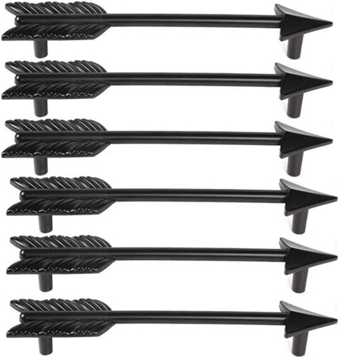 [BRSWYEIOAUMW23QV] SCRTB 6Pcs Arrow Knobs Drawer Furniture Knobs for Modern Pull Zinc Alloy Casting Cupboard Wardrobe Kitchen Bronze Jewelry Box Bath Handle (Hole spacing 96mm, Black)