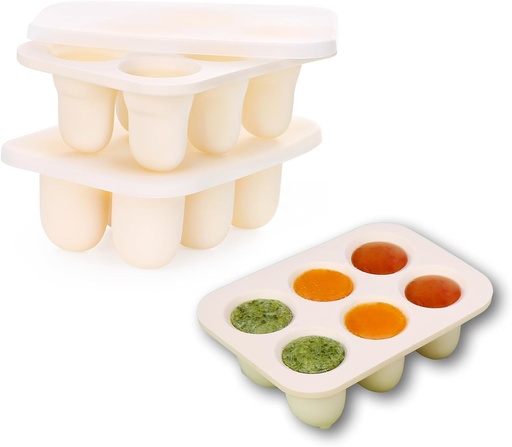 [BRSROZI7OJ7QA2TZ] Baby Food Freezer Tray with Lid 2 Pack, Silicone Breastmilk Popsicle Mold, Baby Food Storage Container, Ice Cube Maker for Homemade Baby Meals (Carnation)