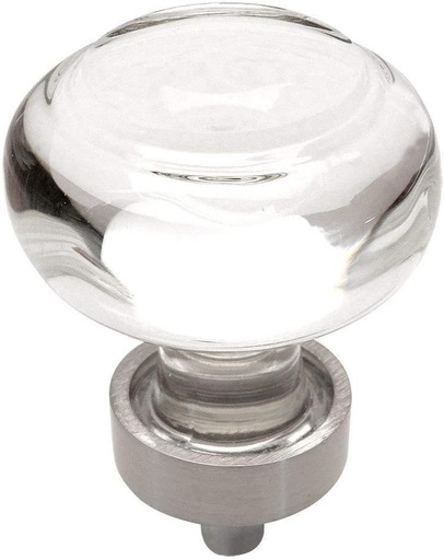[BRSWKZIEDMCBK3DM] Cosmas 5 Pack 6355SN-C Satin Nickel Cabinet Hardware Round Knob with Clear Glass - 1-3/8" Diameter