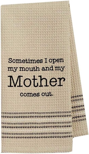 [BRSWYGQTAV5W2HTD] Mona B Funny Novelty Waffle Weave Cotton Kitchen Dishtowel Mother Comes Out