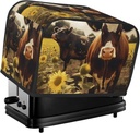 3d Animal Brown Cow 2 Slice Toaster Covers Dustproof Splash-Proof Bread Machine Cover Fingerprint Protectors Small Washable Kitchen Appliance Cover Universal Size