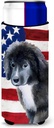 Caroline's Treasures BB9699MUK Newfoundland Puppy Patriotic Decorative Can Hugger Multicolor, Slim Can