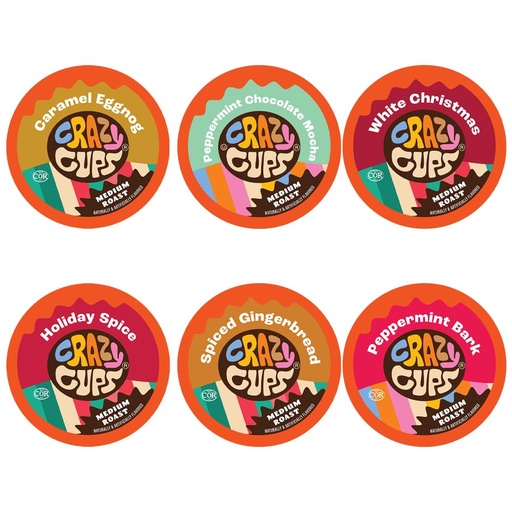 [BRSRMFI5CAOR6GTK] Crazy Cups Christmas Coffee Pods Variety Pack, Holiday Sampler of Single Serve Assorted Flavored Pods For Keurig K Cup Machines, 30 Count - Great Holiday Coffee Gift