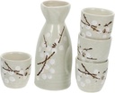 Ceramic Wine Glasses，Traditional Sake Cup，1 Set Sake Wine SetChinese Tea Cup Mini Wine Bottles Warm Sake kit Sake Serving Bottle Ceramic Sake Bottle Style，White Flower Pattern-12.7X5.6X5.6CM