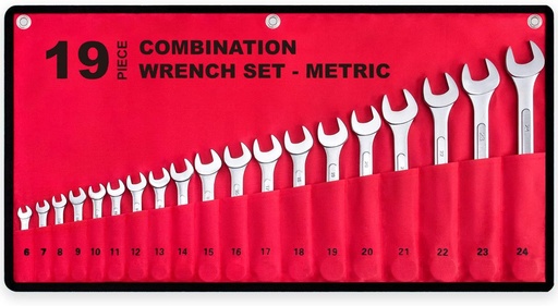 [BRSRMGL5BUPRMDLJ] 19-Piece Complete Metric Combination Wrench Set in Roll-up Pouch, No Skipped Metric Sizes 6mm - 24mm | Best Value Wrench Set, Ideal for General Household, Garage, Workshop, Auto Repairs, Emergency