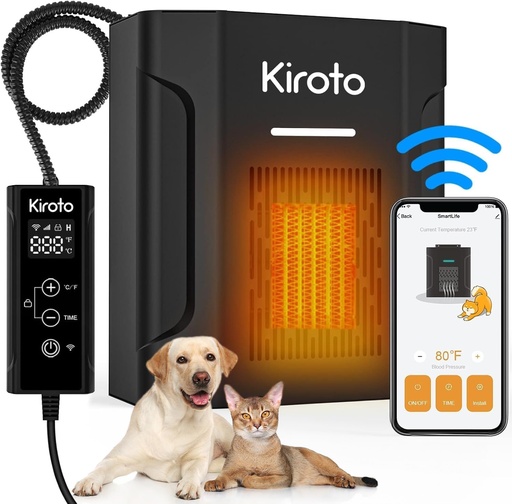 [BRSRA2QBBUCAAADO] Dog House Heater With Thermostat, Dog Heater With Wifi Control, Pet House Heater For Outside Doghouse, 300w Chicken Coop Heater With Ac For Winter Time, Heater For Dog House Outdoor,45-113°F