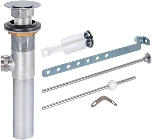 [BRSWIYT7PMOAA3DO] EZ-FLO Pop-Up Lavatory Sink Drain Assembly, Brass Body with Chrome-Plated Finish, 22-Gauge Tailpiece, 10901