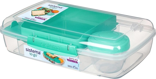 [BRSWGYAYAUPAMD3H] Sistema To Go Collection Large Bento Box Plastic Lunch and Food Storage Container, 7.4 Cup, Multi Compartment, Color Varies | BPA Free