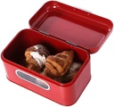 LIOONS Classic Bread Box Large-Capacity Bread Box, Portable Red Bread Storage Bread Holder Metal Container Suitable for Kitchen Bread Bin Storage Food Storage