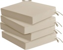 Outdoor Chair Cushions Set of 4: Waterproof & Fade Resistant Seat Cushion for Patio Furniture - 18.5 x 16 x 2 Inch Chair Pads with Ties and Hidden Zipper - Patio Chair Cushion Replacement, Beige
