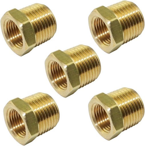 [BRSWGAIBCB7GYDTJ] 1/2" NPT Male x 1/4" NPT Female Brass Bushing Reducer Reducing Pipe Adapter Fitting 5pcs 1200 PSI