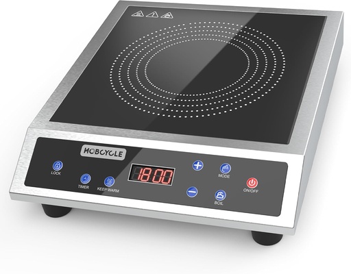 [BRSRE232AUBWAD36] Induction Cooktop, 1800W Countertop Burner with Large 8" Heating Coil, 20 Temps 100℉ to 460℉, 20 Power levels, 12-hour Timer, Child Lock, Boil, Keep Warm, Push Button