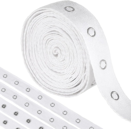 [BRSRAYA2BUBBG3DA] 3 Yards White Snap Tape for Sewing by Yard, Metal Button Tape Ribbon for Baby Clothes, Cotton Snap Trim Fastener for DIY Crafts, 1 inch Wide