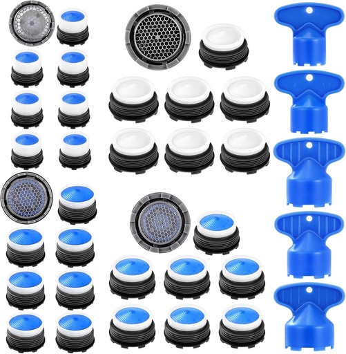 [BRSRA2Q5OYHAADLX] 28 pcs Faucet Cache Aerators with 5 Pcs Faucet Aerator Key Cache Aerators Replacement Inserts for Sink M16.5 18.5 21.5 24 mm for Bathroom or Kitchen