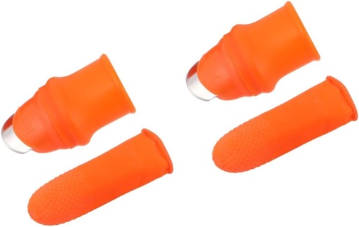[BRSRMBQBOABG2CDB] 2pcs Garden Silicone Thumb Knife Finger Harvesting Tools for Easy Vegetable Fruit Comfortable Fit for Women S Orange Gardening Accessories