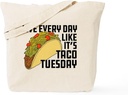 CafePress Taco Tuesday Tote Bag Reusable Natural Beige Canvas Shopping Bag