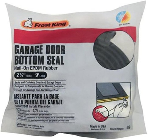 [BRSWIEYFDN4RG33C] Frost King 2-1/4 in. W x 9 ft. L Rubber Garage Door Bottom Kit