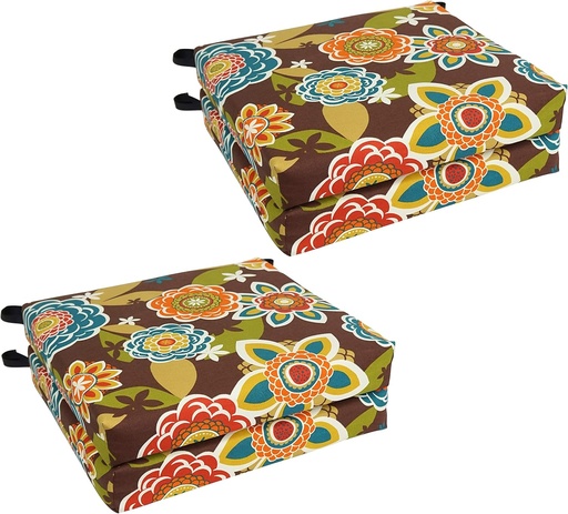 [BRSWK2YTOABQG2A5] Blazing Needles Outdoor Chair Cushion, 20" x 19", Annie Chocolate 4 Count