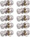 Gobrico Brushed Nickel Door Handles Privacy Door Knobs with Lock Bedroom Bathroom Door Levers Stainless Steel Interior Door Knobset Flat Ball Shape 10 Pack