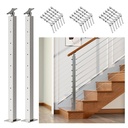 2Pack 36inch Cable Railing Post Stainless Steel Adjustable Angle End Post for 1/8" Deck Cable Railing, Silvery