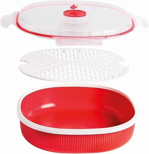[BRSWGYAEBMHRGCQY] Snips Microwave Cookware Steamer, 67.6 Oz./8.45 Cups, Red