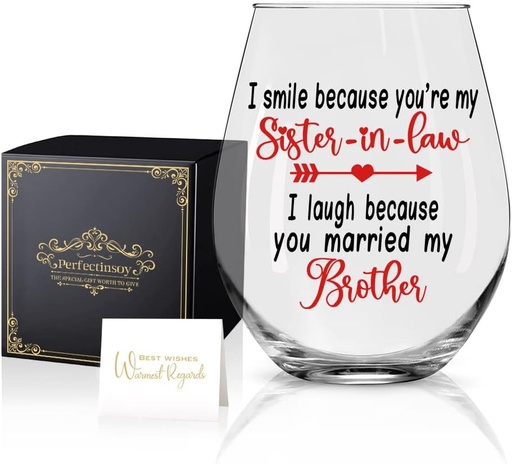 [BRSW2YA7AEGR6YLZ] Perfectinsoy Sister Funny Wine Glass with Gift Box, Sister in Law Gifts for Sister in Law Women Soul Sister Big Sister Little Sister Birthday Bride Bridal Shower Engagement Party Wedding Christmas