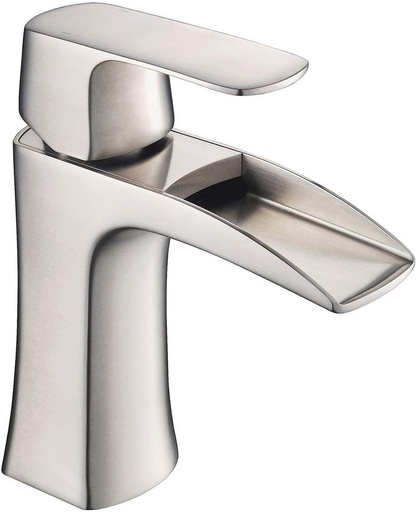 [BRSWECQRCMHA2EQZ] Blossom Waterfall Single Handle Bathroom Sink Faucet | One Hole Mounted | Brushed Nickel (F01 301 02)