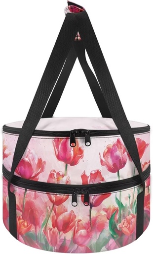 [BRSRACAHAQBWKEL6] Yorontervo Tulip Insulated Double Decker Casserole Carrier for Hot or Cold Food with Hook and Look Anti Stains Cake Pie Carrier, Casserole Dish Carrying Case for Picnic Potluck