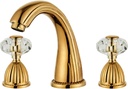 Gold Bathroom Faucet Antique Brass Three Holes Widespread Crystal Handle Bathroom Sink Faucets Retro Vintage Lavatory Vanity Faucet