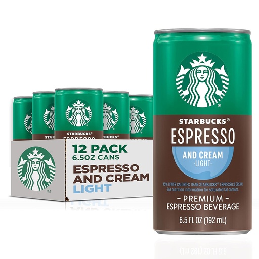 [BRSWIGYBCUARS3L4] Starbucks Ready to Drink Coffee, Espresso & Cream Light , 6.5oz Cans (12 Pack) (Packaging May Vary)