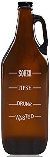 [BRSWECQZBN6WEHL6] "Sober Tipsy DRUNK & Wasted" Beer Amber Growler