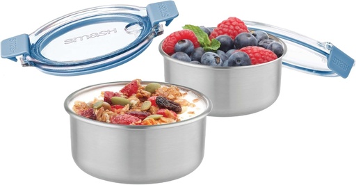 [BRSRMFTQOQJQODT6] Smash Stainless Steel Snack Pot, Blue, 200 ml/ 6.7oz Capacity (Pack of 2)