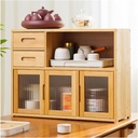 Bread Box for Kitchen Counter, with Drawer and Open Storage, Bamboo Layer Bread Box, Bread Storage Capacity for Kitchen Counter Corner, Cabinet,Natural,63×49cm/25×19in