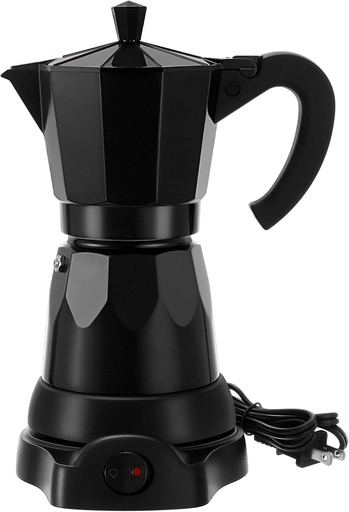 [BRSRAYYYAEOQMHTL] Coffee Pot 6 Cup Electric Espresso Coffee Maker Italian Moka Maker 300ml Portable Aluminum Espresso Machine Cafetera Moka Pot with Detachable Base, Gift for Home Travel(Black)