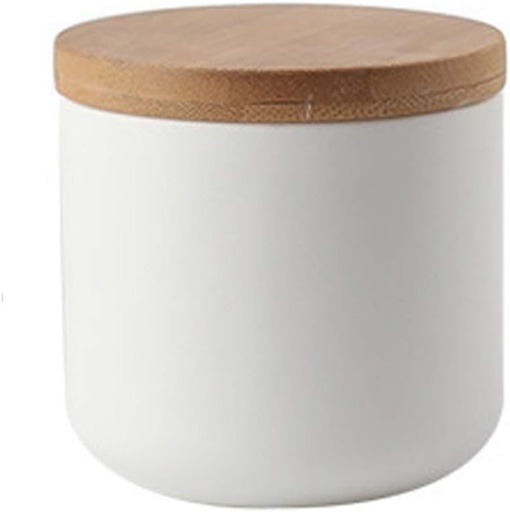 [BRSWGCQBBAGRE3D7] jessie Ceramic Storage Containers with Airtight Seal Bamboo Lids Kitchen Canisters for Tea Spice Seasoning Sugar Coffee (white, 260ml/9 oz)