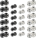 Kenkio 120 Sets Sew-on Snap Buttons Metal Snaps Fasteners Press Studs Buttons for Sewing, 8 mm and 10 mm,Black and Silver