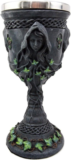 [BRSWGYD7OECWOHQ4] Ebros Gift Sacred Triple Goddess Wine Goblet Chalice With Stainless Steel Liner 10oz Resin Wiccan Cup Mother Maiden Crone Holy Trinity Feminine Moon Goddess Wicca Decor