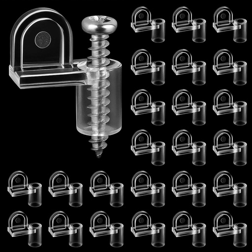 [BRSREFL3OZ7RE3I2] Blulu 24 Pack 3/8 in Nylon Window Screen Clip with Screws Offset Clips for Fastens Storm Window, Storm Panels, Screen Door Clips (Clear)