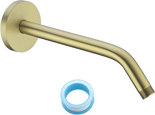 [BRSREFIYAAPGCD37] 10 in Brushed Gold Shower Arm with Flange,Wall Mount Replacement Angle Shower Head Arm Wall-Mounted For Fixed Shower Head & Handheld Showerhead,SW-RD91018-10BG.
