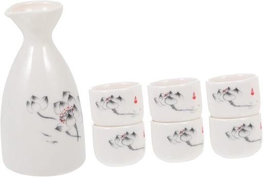 [BRSREFQBOIHAOFAZ] Ceramic Sake Pot Set Holder Porcelain Sake Cups Japan Simple White Sake Wine Cups Pink Ceramics