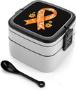 Awareness Orange Ribbon Bento Box with 2 Compartments Adult Lunch Box Lunch Container for Meal Prep Work And Outdoors