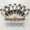 Vintage Wine Racks Wall Mounted Wine Bottle Stemware Holder, Wine Glass Hanging Rack for Home Kitchen Decor, Bar, Wine Cellar, Holds 7 Wine Bottles and 5 Wine Glasses, 86 * 40cm (Color : Bro