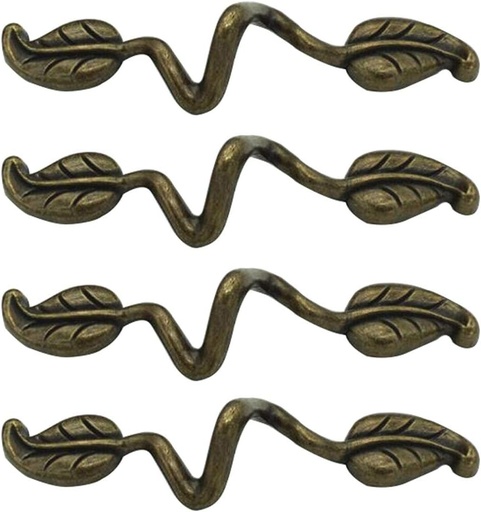 [BRSWYHAZCMBAAD3O] Vintage Style Leafy Drawer Pull Dresser Handles Leaf Dresser Pulls Cabinet Knob Hardware for Kitchen Bedroom Bathroom 4 Pieces (Hole spacing 76mm)