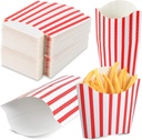 100 Pack 4oz French Fry Box Small French Fry Containers Black and White Stripes French Fry Holder Disposable Popcorn Cups Paper Takeout Boxes for Black and White Party (Red, 100 pack)