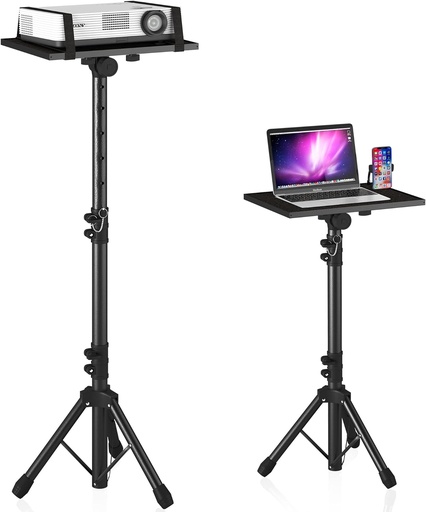 [BRSW2BT7BAIAOGTV] Projector Stand Tripod Adjustable, Laptop Height from 23.5 to 46.5 inches with Gooseneck Phone Holder, Floor for Office, Home, Stage, Studio, DJ Racks Holder Mount, 23.5inch-46.5inch