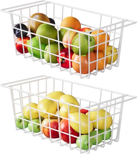 [BRSROA33OAMA4ALJ] 2Packs 16.5 inch Chest Freezer Organizer, Refrigerator Organizer Bins, Freezer Baskets with Handles, Metal Wire Baskets for Snacks, fruits, Potatoes, Meat