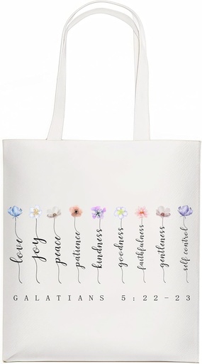 [BRSREEIPOV6B6HY7] Bible Book Tote Bag for Woman Man, Christian Gift Grocery Bag, Galatians 5:22-23 Fruit of the Spirit,Canvas Bible Verse Shouder Grocery Book Tote Bag